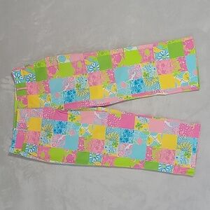 Vintage Lilly Pulitzer Patchwork Ankle Crop Pants Sz 8 White Label